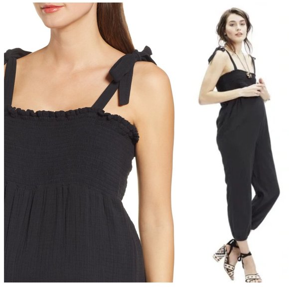 HATCH The Jojo Jumpsuit sz 0 XS tie shoulder Maternity